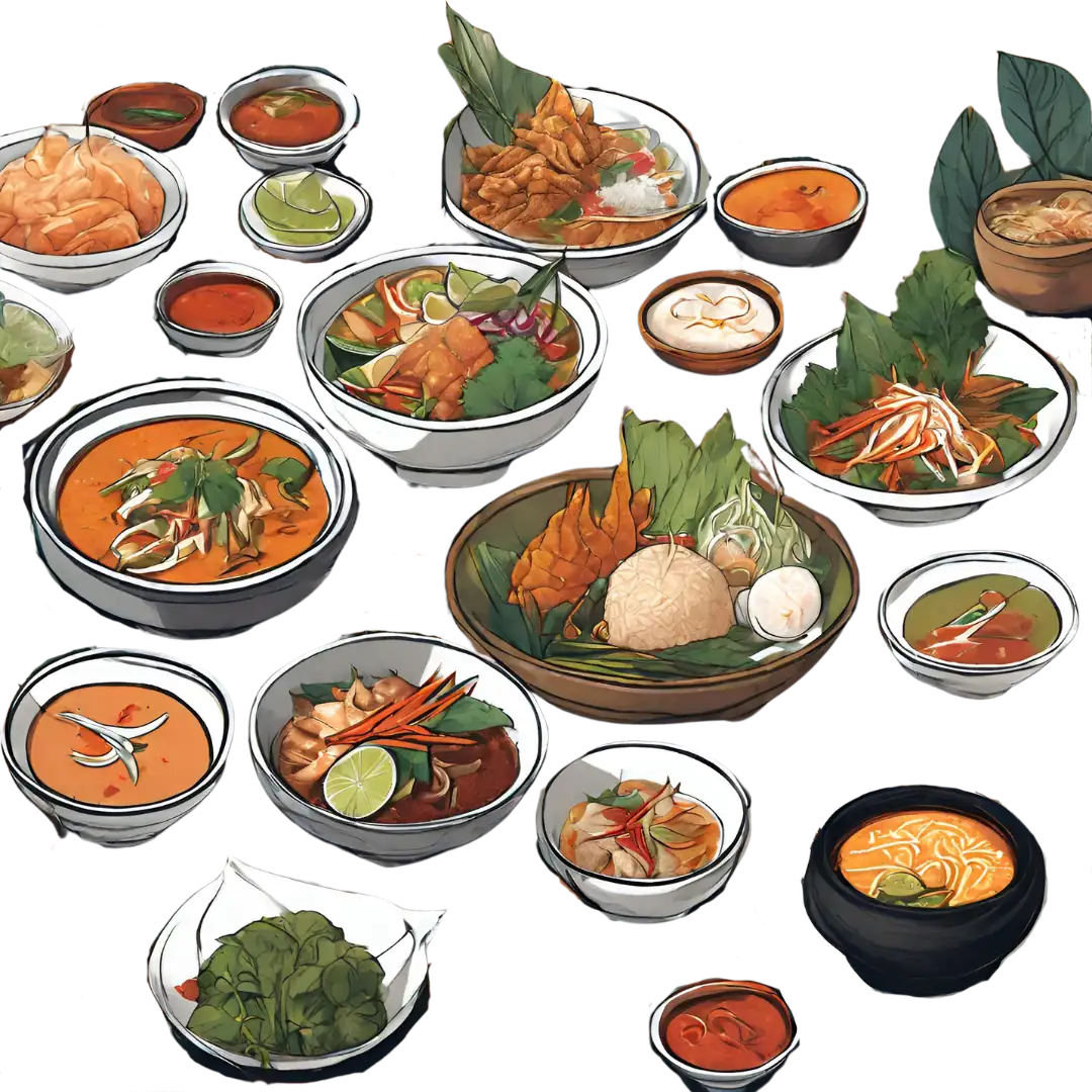 A collage of delicious Thai dishes including Pad Thai, Tom Yum Goong, Khao Soi, and more, representing the rich culinary heritage of Thailand.